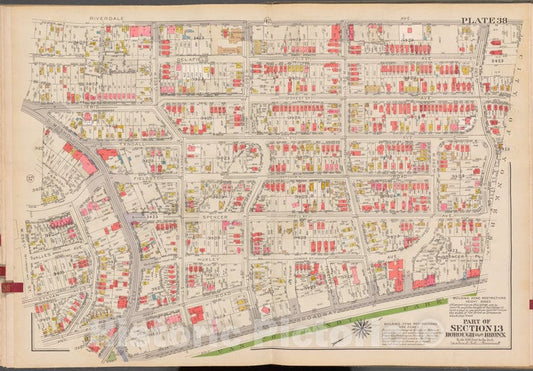 Historic 1938 Map - Double Page Plate No. 38, Part Of Section 13, Borough Of The Bro - Vintage Wall Art, V2