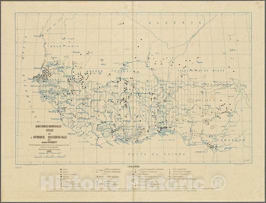 Historic 1922 Map - Substances Minerales Utiles De L'Afrique Occidentale - Africa, Westmaps Of Africa - Vintage Wall Art