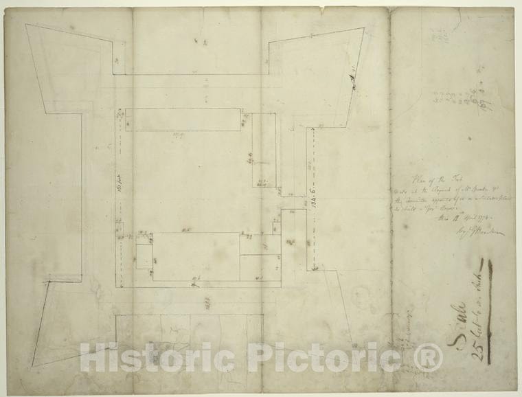 Historic 1774 Map - Plan Of The Fort Made At The Request Of Mr Speaker [John Cruger] - New York (State) - New Yorkamerican Historical Prints. - Vintage Wall Art
