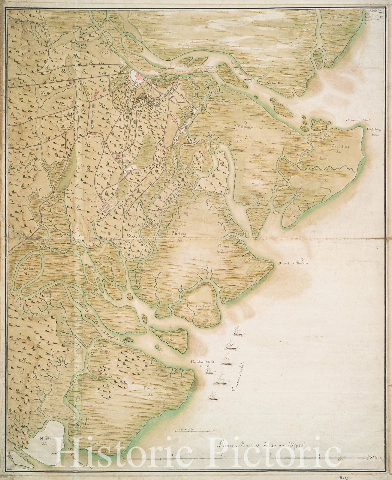 Historic [Date Map - Plan Of Savannah And The Islands And Country Around It - Savannah (Ga.) American Historical Prints. - Vintage Wall Art