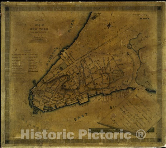 Historic [Date Map - A Plan Of The City Of New York From Actual Survey. - New York (N.Y.) American Historical Prints. - Vintage Wall Art