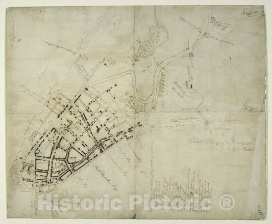 Historic [Date Not Available] Map - Plan Of The City Of New York In The Year 1735 - New York (N.Y.) American Historical Prints. - Vintage Wall Art