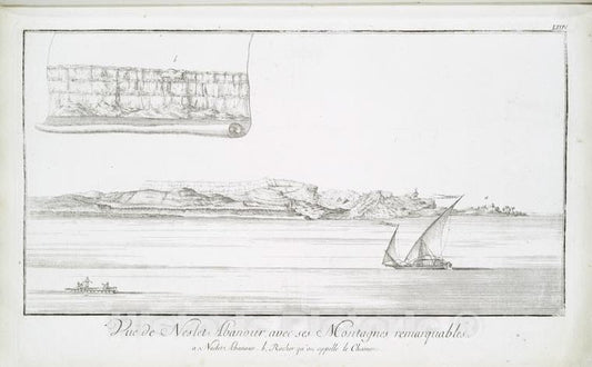 Historic Map - 1780 Egypt, Nubia And Thebes, Vue De Neslet [Nezlet] Abanour, Avec Ses Montagnes Remarquables. - Vintage Wall Art