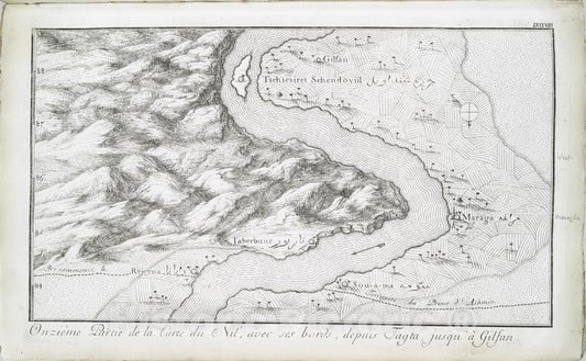 Historic Map - 1780 Nile River Delta (Egypt), Onzieme Partie De La Carte Du Nil, Avec Ses Bords, Depuis Tagta, Jusqu'A Gilfan. - Vintage Wall Art