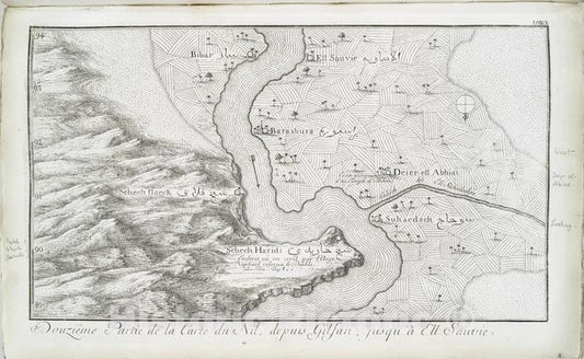 Historic Map - 1780 Egypt, Nubia And Thebes, Nile River, Douzieme Artie De La Carte Du Nil, Depuis Gilfan, Jusqu'A Ell Sauvie. - Vintage Wall Art