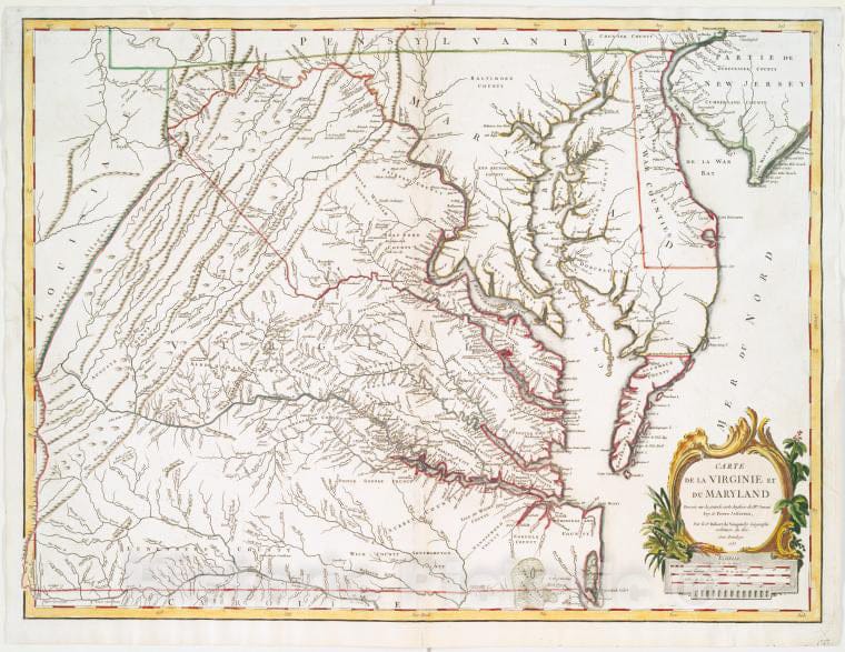 Historic 1775 Map - A Map Of The Most Inhabited Part Of Virginia Containing The Whol - Vintage Wall Art, V3
