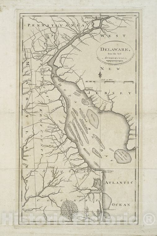 Historic Map - 1795 Delaware Bay (Del. And N.J.), Delaware, From The Best Authorities - Vintage Wall Art