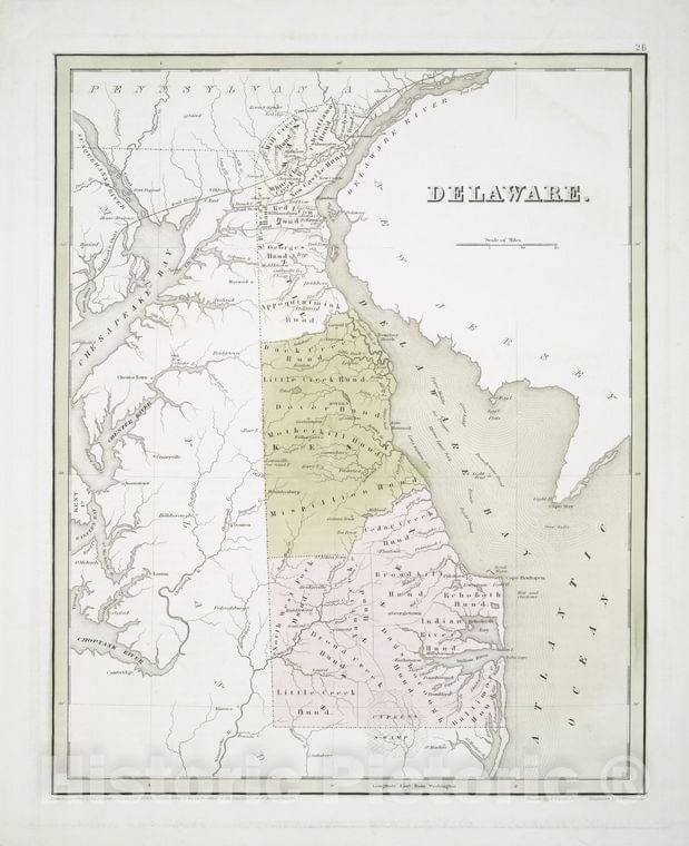 Historic 1838 Map - Delaware - Delaware - Maps - Vintage Wall Art, V2