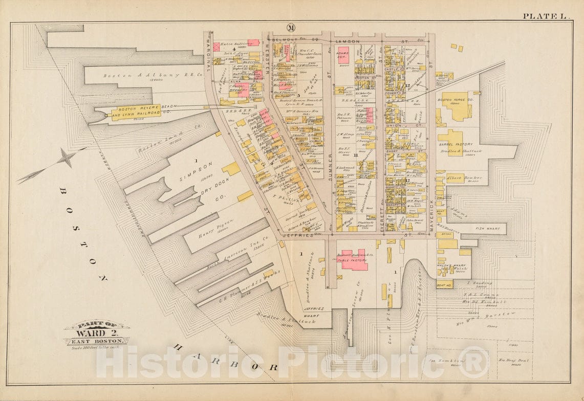 Historical Map, 1884 Atlas of the city of Boston : South & East Boston : plate L, Vintage Wall Art