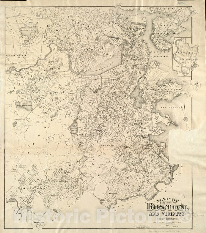 Historical Map, ca. 1897 Map of The City of Boston and Vicinity, Vintage Wall Art