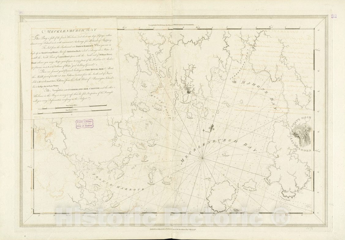 Historical Map, 1776 Mecklenburgh Bay, Vintage Wall Art