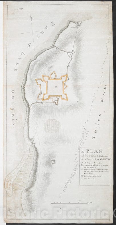 Historical Map, 1759 A, Plan of The Ground Defined to be Fortified at Oswego, Vintage Wall Art : 5131611