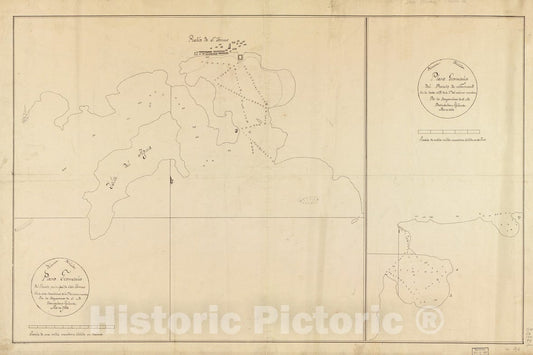 Historical Map, 1793 Plano geomeItrico del Puerto Principal de San Tomas en la Costa meridional de la ya. del mismo nombre, Vintage Wall Art