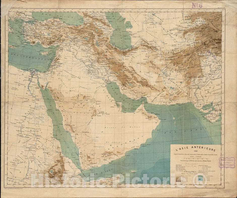 Historical Map, 1883 L'Asie anteIrieure : d'apreI's le texte de la Nouvelle GeIographie Universelle et d'autres documents reICents, Vintage Wall Art