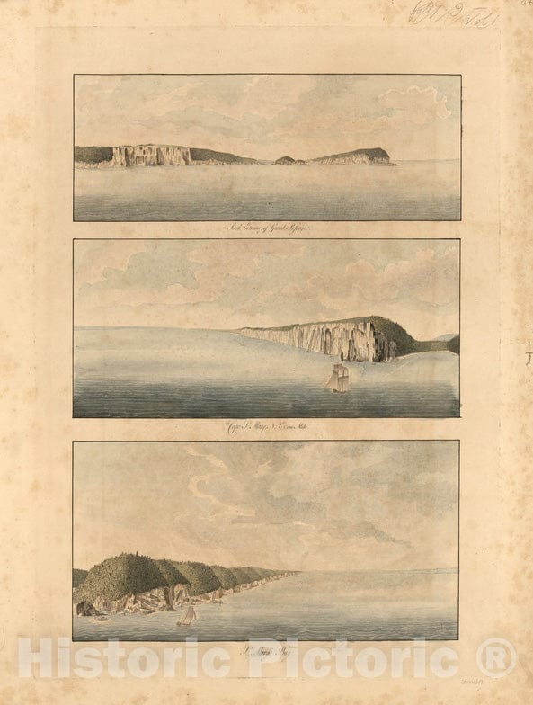 Historical Map, 1777 South Entrance of Grand Passage ; Cape St. Mary n.e. one Mile ; St. Marys Bay, Vintage Wall Art