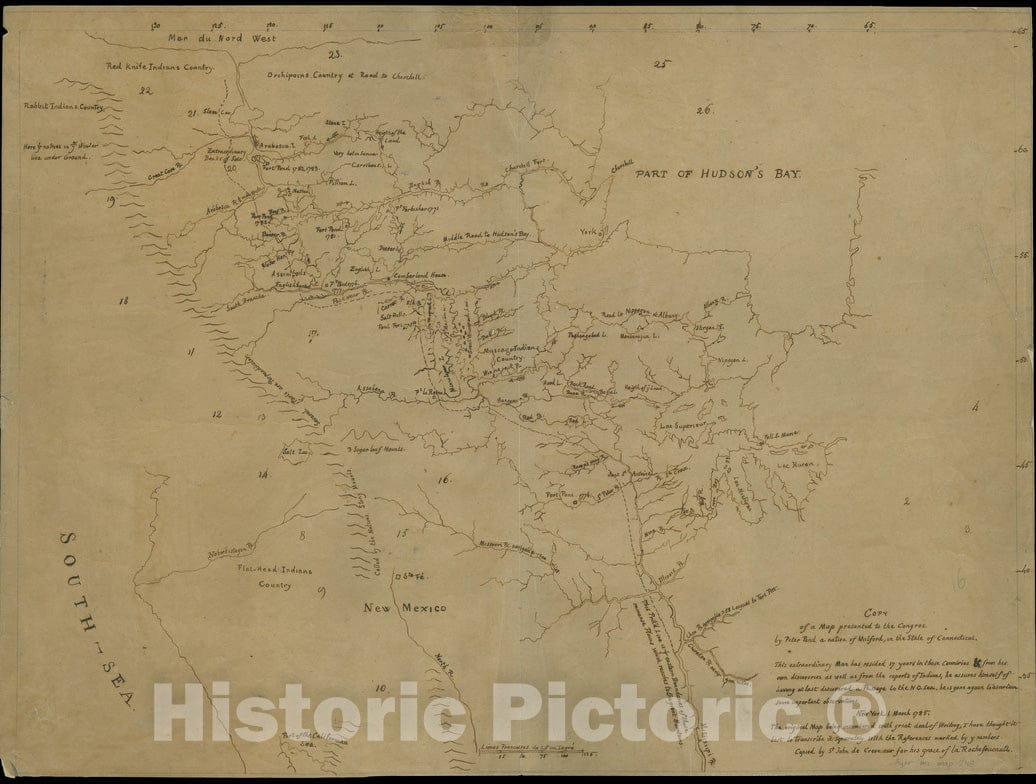 Historical Map, 1850 Copy of a map Presented to The Congres [sic], Vintage Wall Art