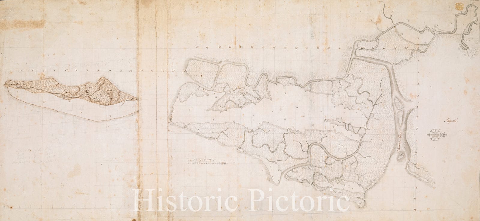Historical Map, 1739 [Map of Saint Simons and Jekyll Islands], Vintage Wall Art
