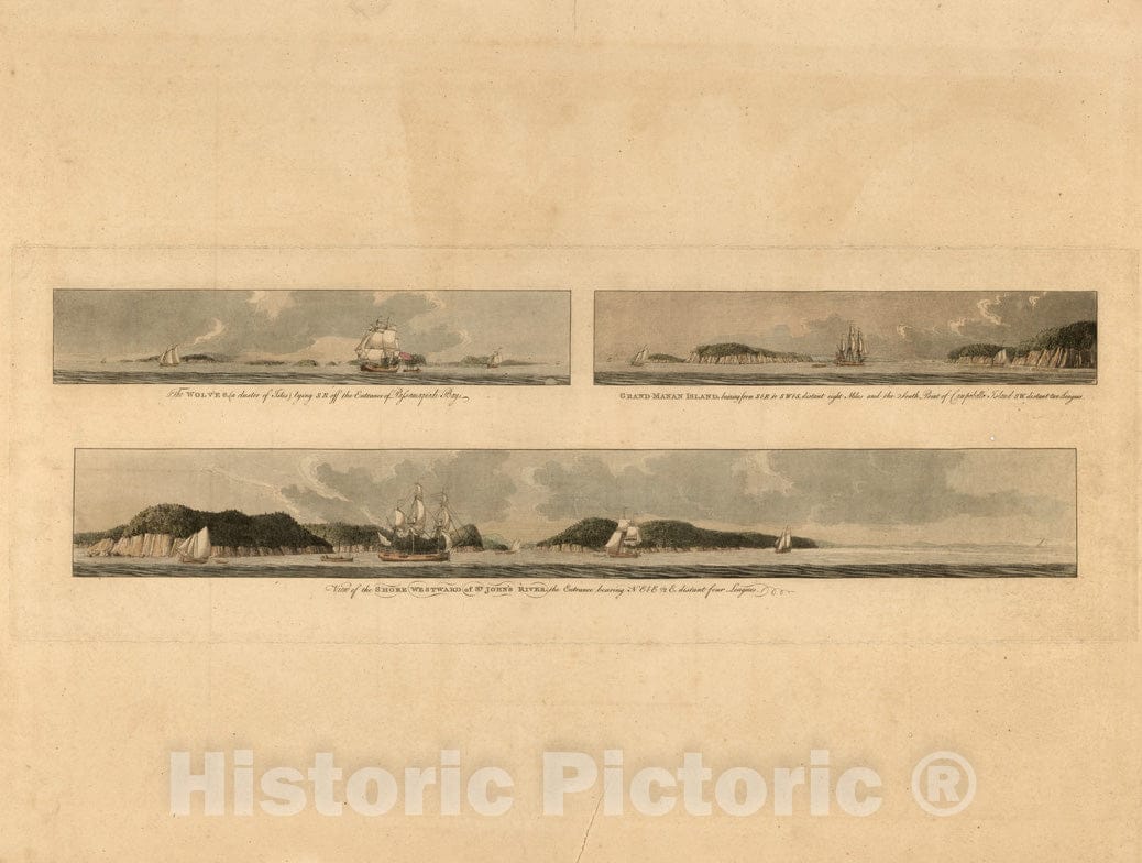Historical Map, 1780 The Wolves, (a Cluster of Isles) Lying s.e. Off The Entrance of Passamaquadi Bay ; Grand Manan Island, Vintage Wall Art