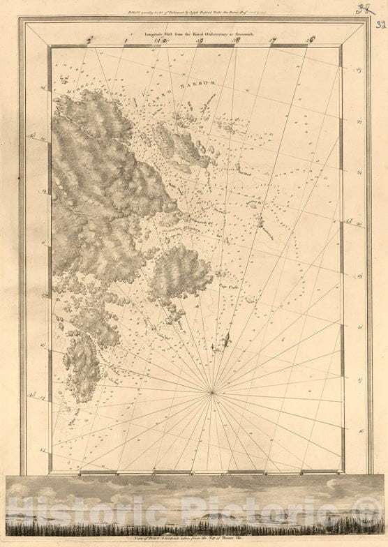 Historical Map, 1775 Canso Harbor, Vintage Wall Art : 5131697