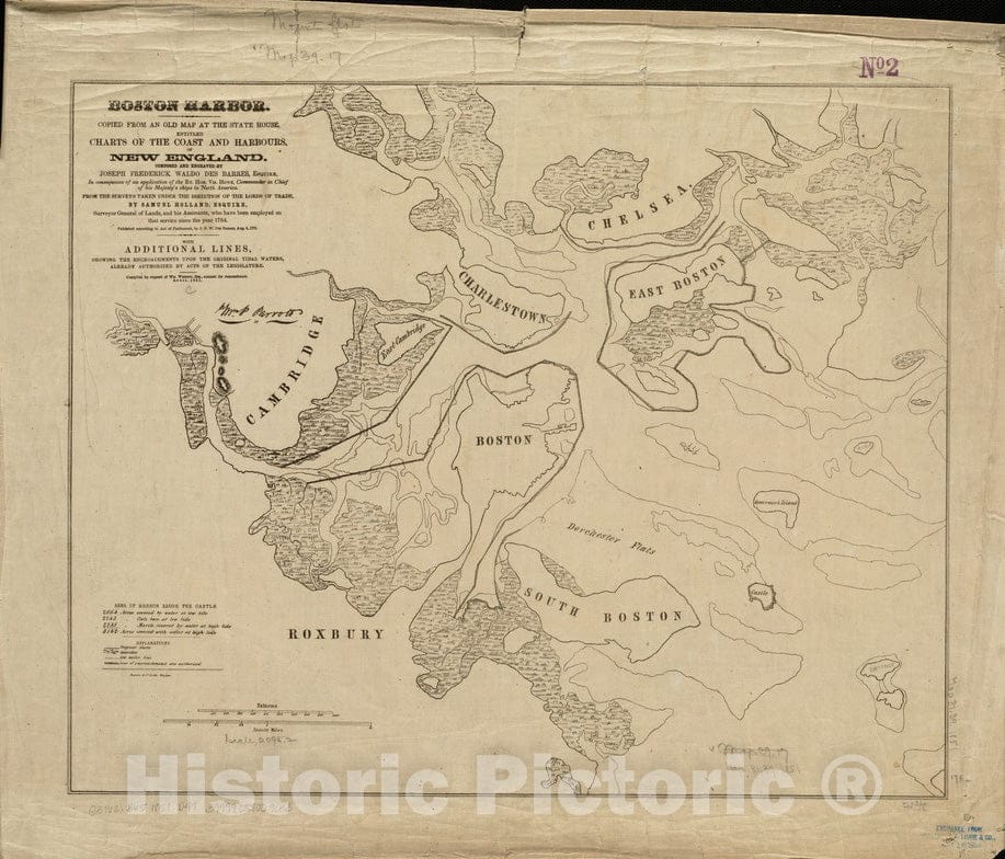 Historical Map, 1851 Boston Harbor, Vintage Wall Art