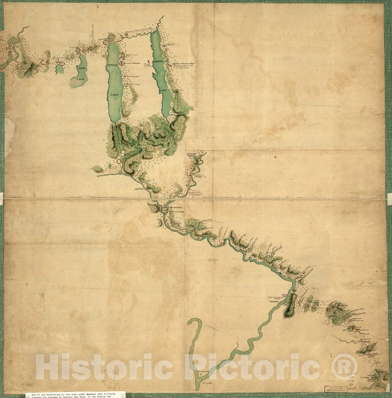 Historical Map, 1779 Map of Gen. Sullivan's March from Easton to The Senaca & Cayuga Countries, Vintage Wall Art