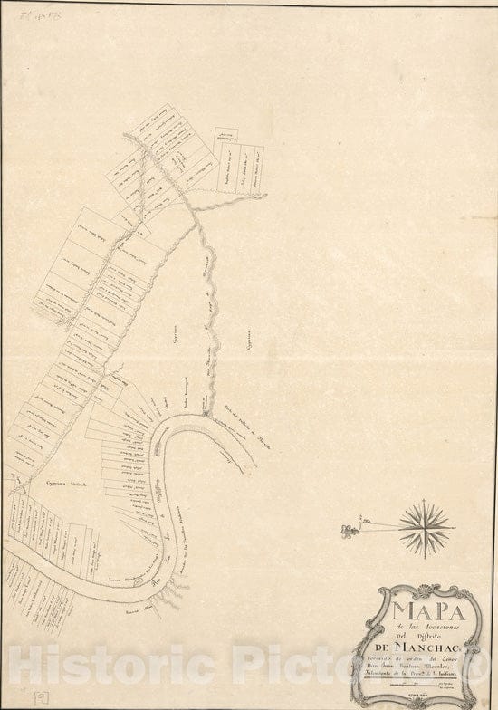 Historical Map, 1799 Mapa de las locaciones del Distrito de Manchack, Vintage Wall Art