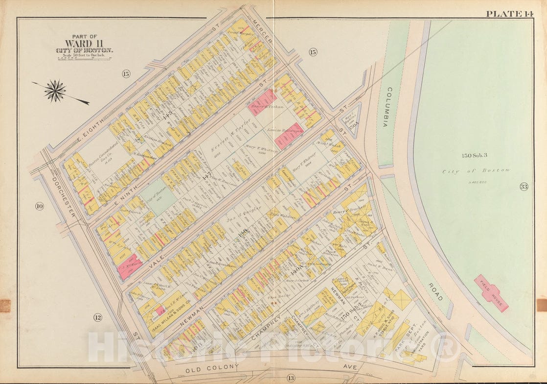 Historical Map, 1919 Atlas of The City of Boston, South Boston : Plate 14, Vintage Wall Art