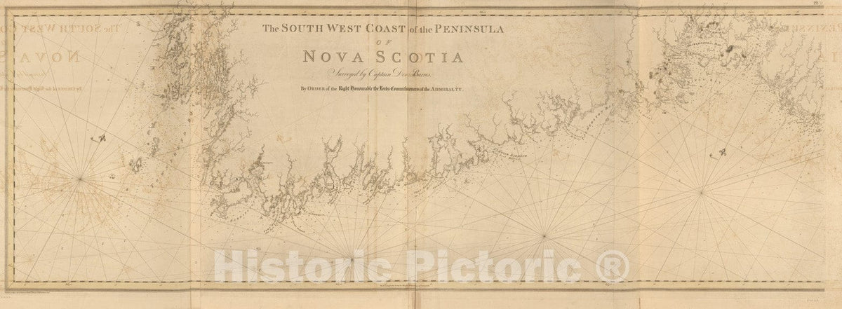 Historical Map, 1780 The South west Coast of The Peninsula of Nova Scotia, Vintage Wall Art