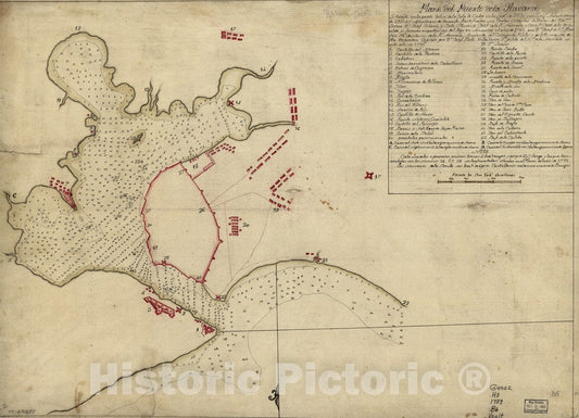 Historical Map, 1790 Plano del Puerto de la Havana, situado en la Parte del N. de la ysla de Cuba en la lattd. de 23aÂ°10EÂ¹ y en longd. astronoImica de 293aÂ°47, Vintage Wall Art