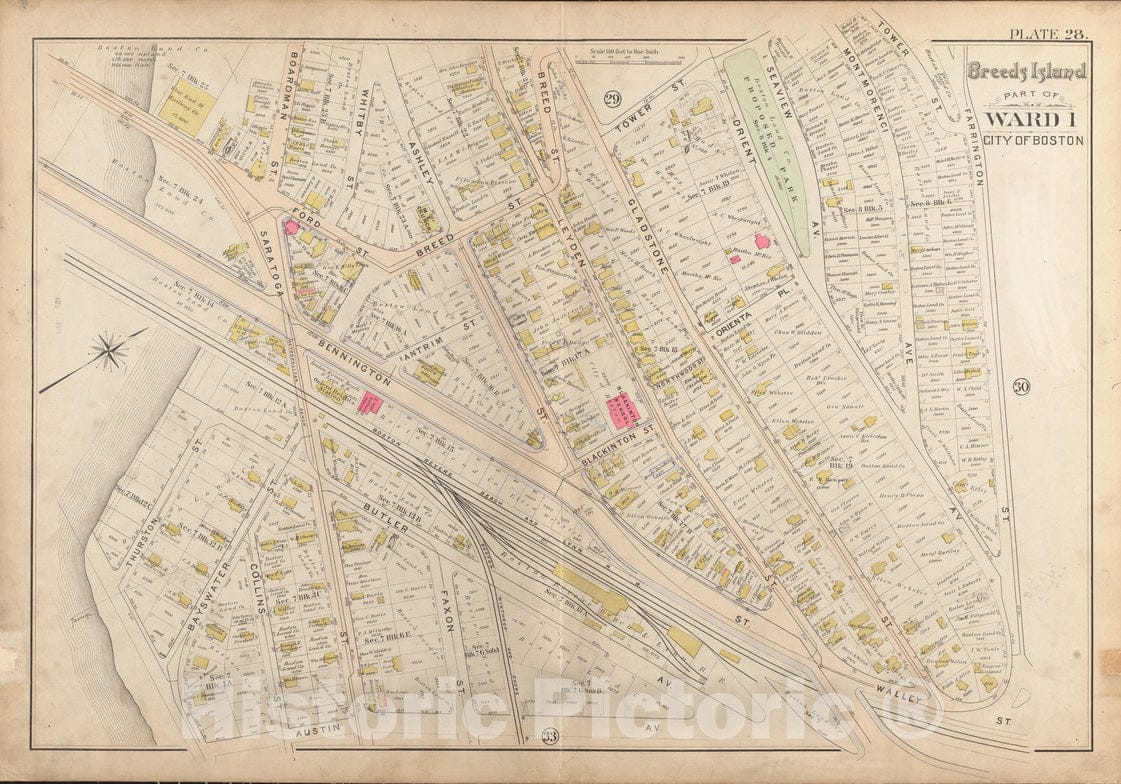 Historical Map, 1901 Atlas of the city of Boston, East Boston : plate 28, Vintage Wall Art