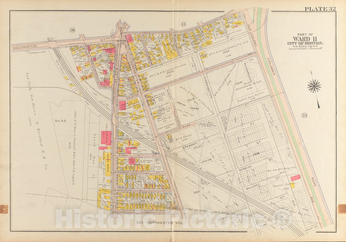 Historical Map, 1919 Atlas of The City of Boston, South Boston : Plate 32, Vintage Wall Art