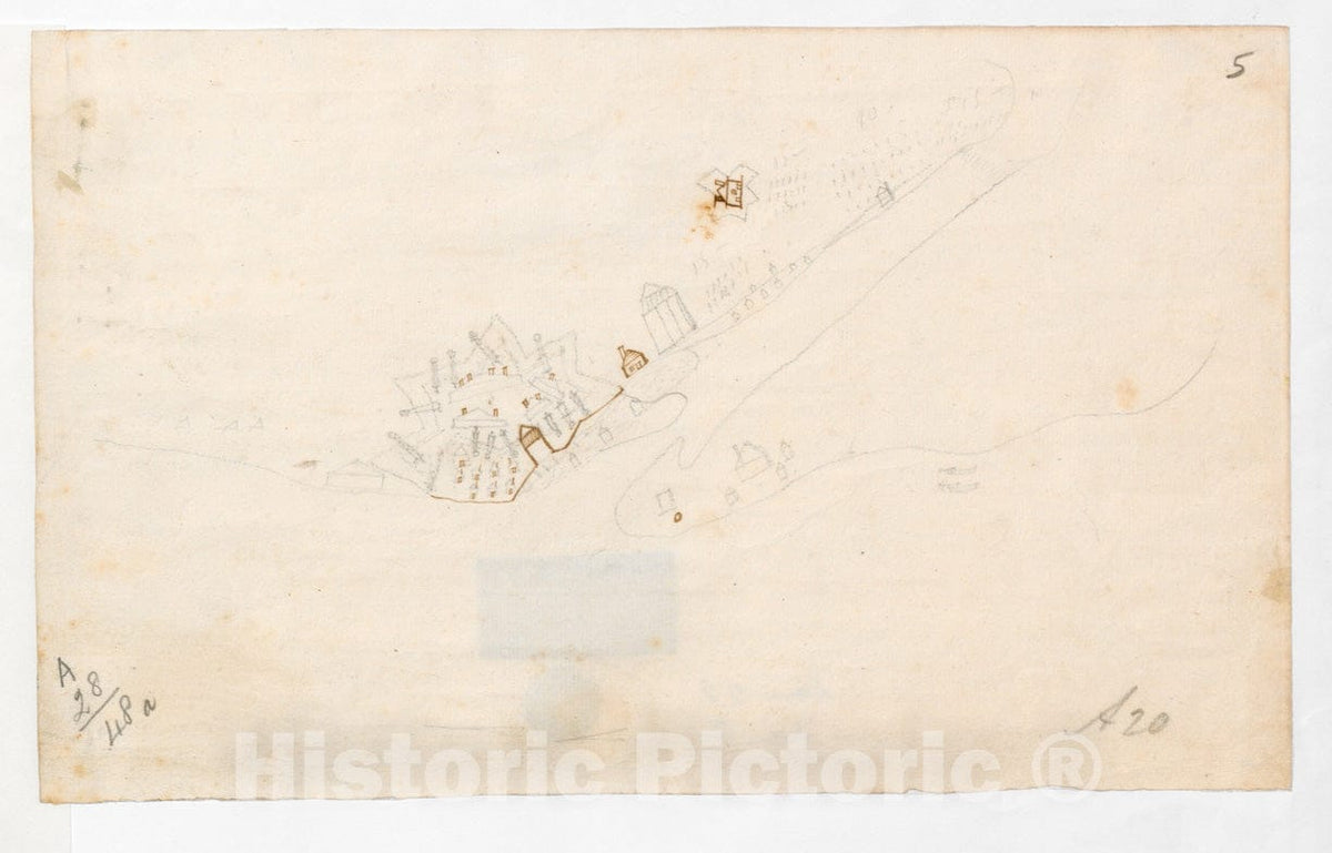 Historical Map, 1760 [Sketch map of an unidentified Fort], Vintage Wall Art