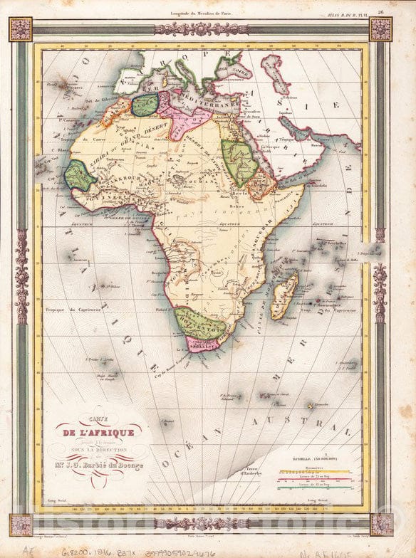 Historical Map, 1846 Carte de l'Afrique, Vintage Wall Art