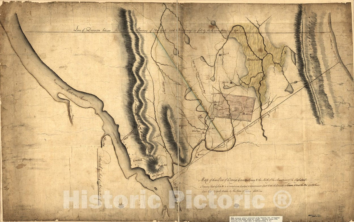 Historical Map, 1770-1779 Map of That Part of Orange County Lying to The North of The Mountains of The Highlands : shewing That Chester is a Much More Central, Vintage Wall Art