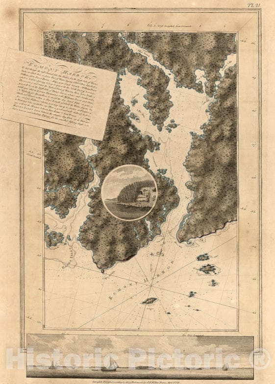 Historical Map, 1779 Egmont Harbor, Vintage Wall Art : 5132101