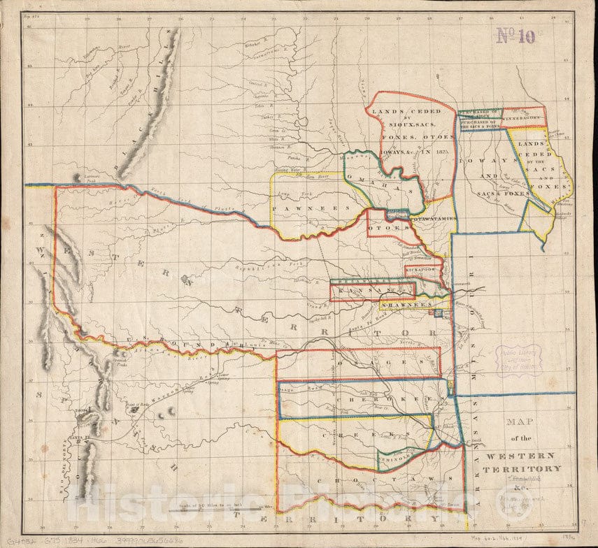 Historical Map, 1834 Map of The Western Territory et Cetera, Vintage Wall Art