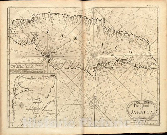 Historical Map, 1737 The Island of Jamaica, Vintage Wall Art