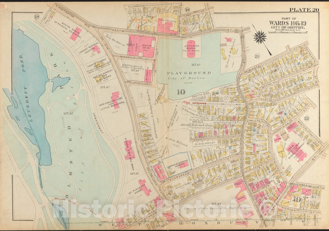 Historical Map, 1931 Atlas of The City of Boston, Roxbury : Plate 20, Vintage Wall Art
