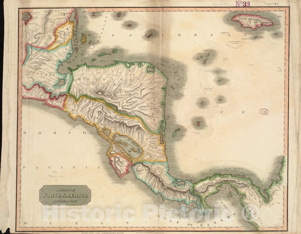 Historical Map, 1817 Spanish North America, Southern Part, Vintage Wall Art