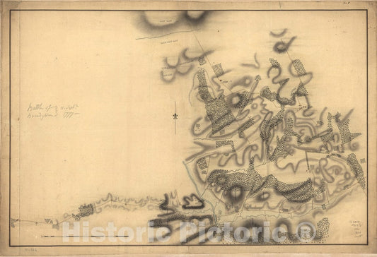 Historical Map, Battle of Brandywine, 11 Septr. 1777, Vintage Wall Art