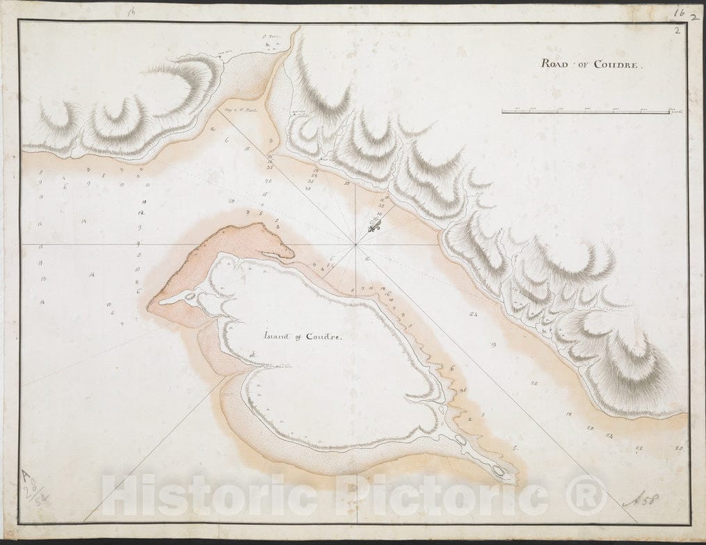 Historical Map, 1760-1770 Road of COUDRE, Vintage Wall Art