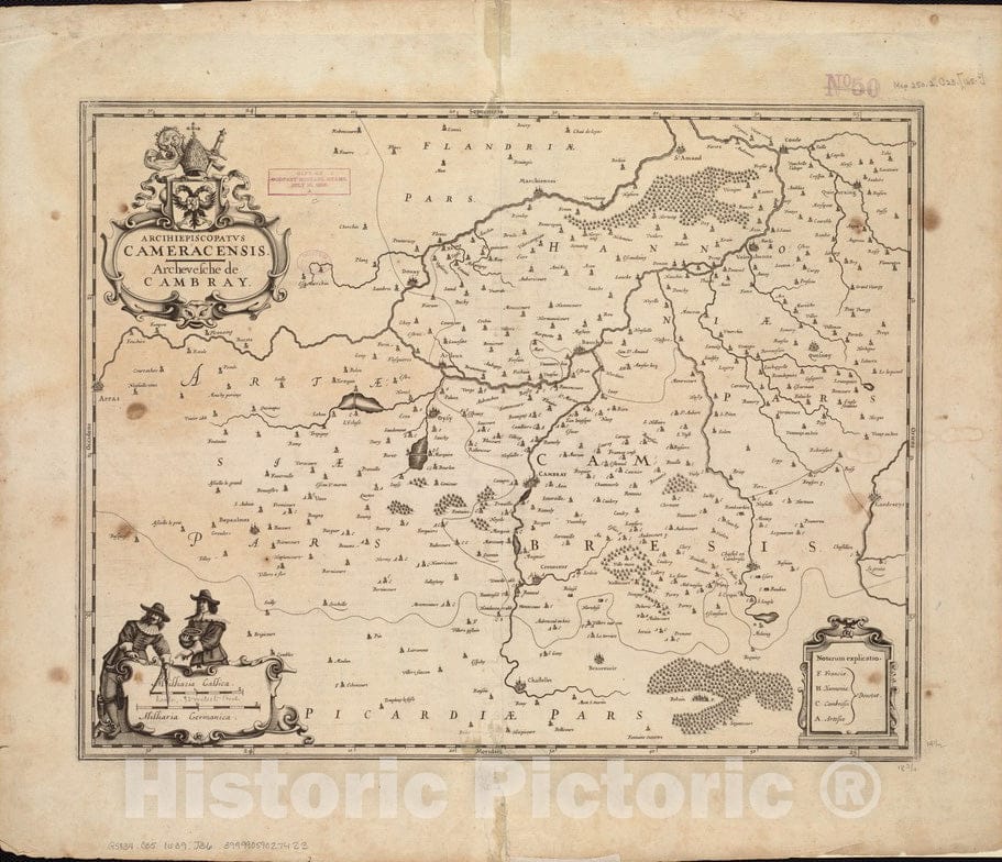 Historical Map, 1639 Arcihiepiscopatus Cameracensis, Vintage Wall Art