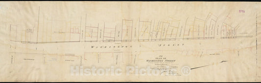 Historical Map, Plan of Washington Street Showing Proposed Lines of widening from Asylum to Warren : Oct. 2nd 1860, Vintage Wall Art