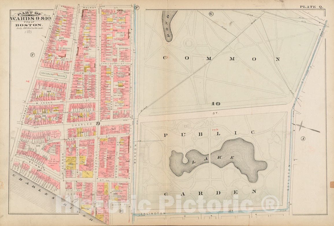 Historical Map, 1883 Atlas of The City of Boston : City Proper : Plate Q, Vintage Wall Art