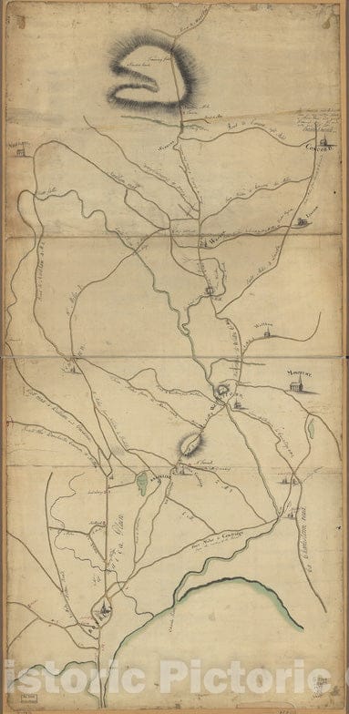 Historical Map, 1775 Roxbury to Concord : Roads & Distances, et Cetera, Vintage Wall Art