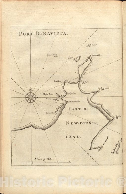 Historical Map, 1737 Port Bonavista, Vintage Wall Art