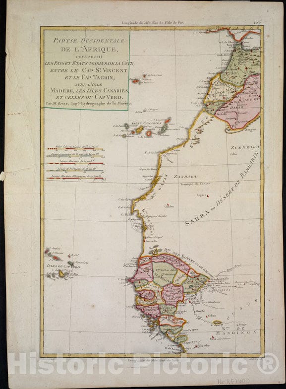 Historical Map, 1770 Partie occidentale de L'Afrique, contenant les Pays et etats voisins de la coIâ€šte, Entre le Cap St. Vincent et le Cap Tagrin, Vintage Wall Art