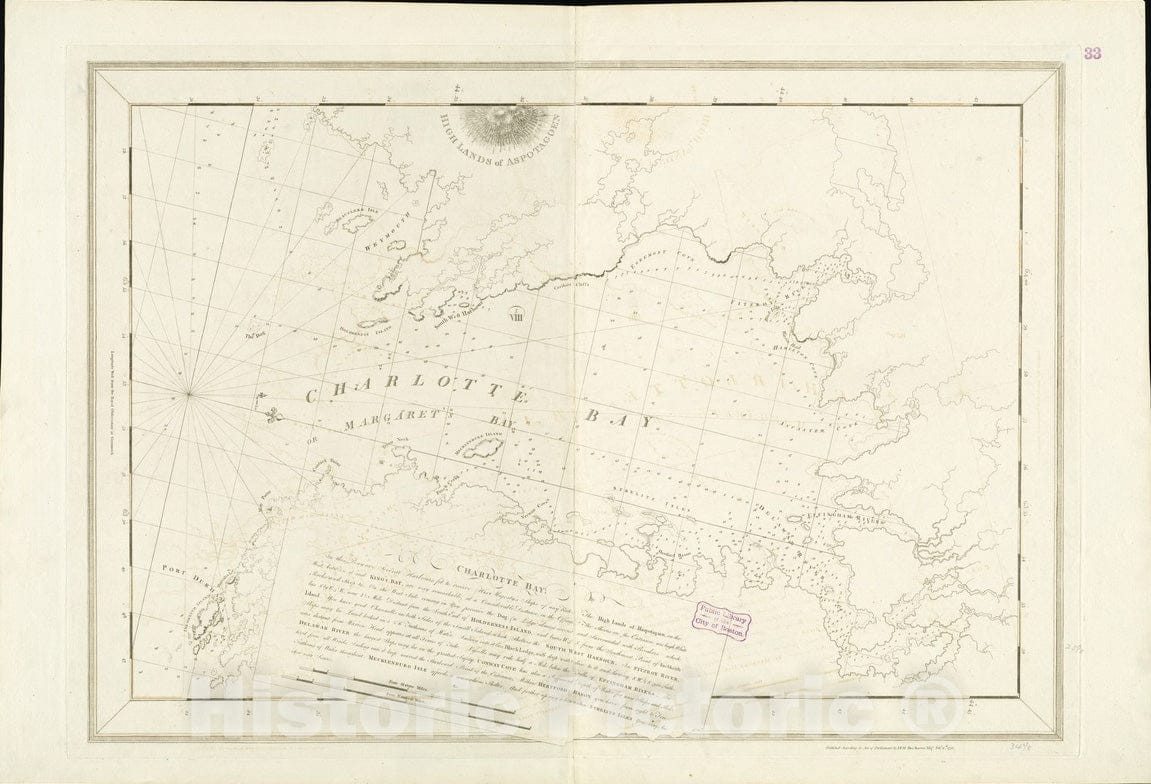 Historical Map, 1776 Charlotte Bay, Vintage Wall Art