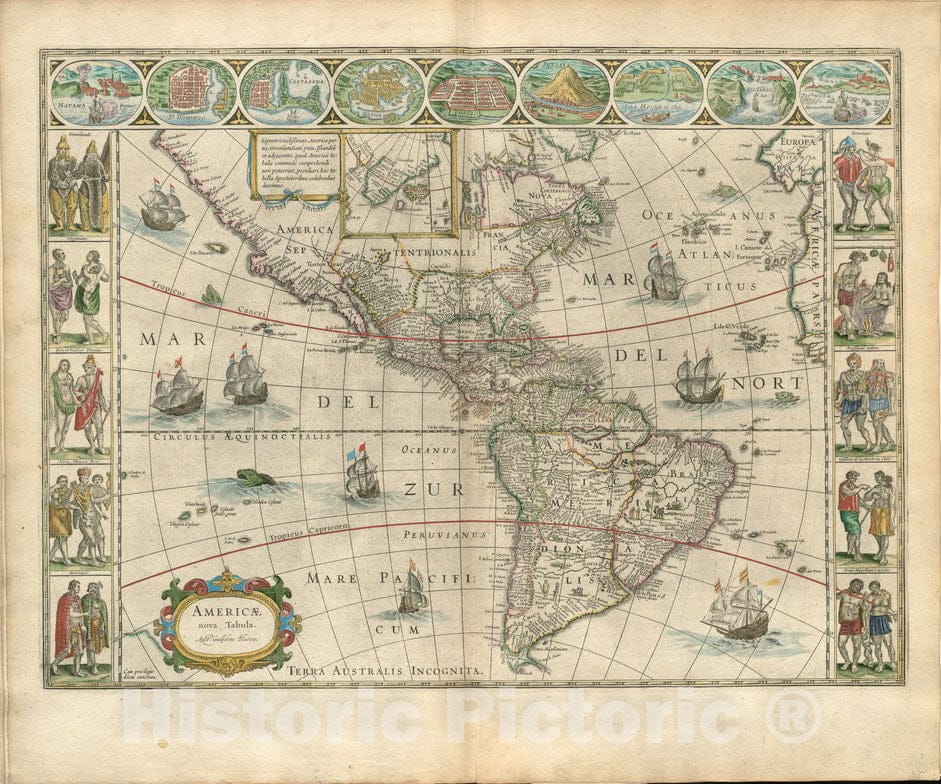 Historical Map, 1650 Americae nova tabula, Vintage Wall Art