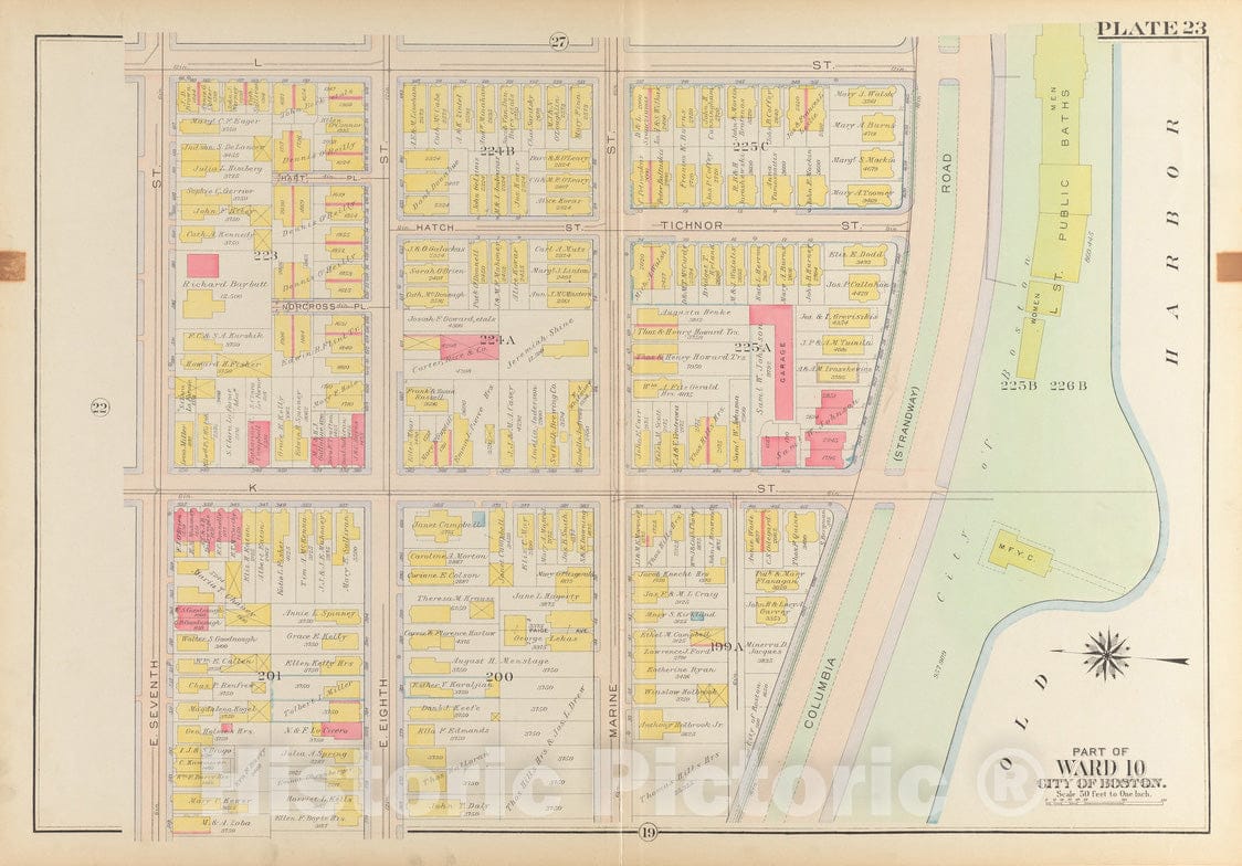 Historical Map, 1919 Atlas of The City of Boston, South Boston : Plate 23, Vintage Wall Art